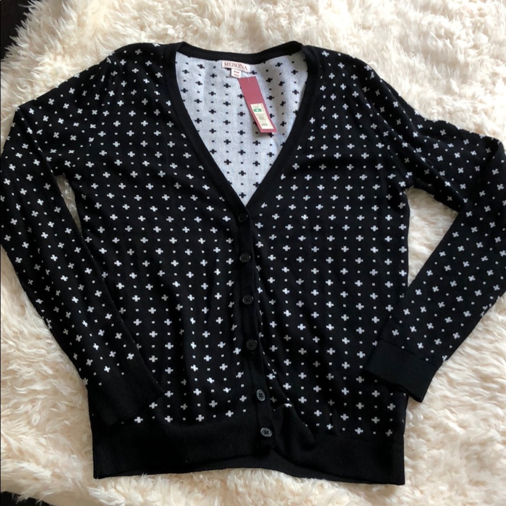 NWT Merona Black and White Cardigan M